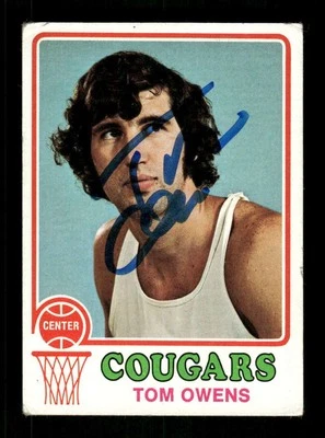 1973-74 Topps ABA Cougars  189 Tom Owens RC VG signed auto autograph  BXCP40 - Image 1 of 2