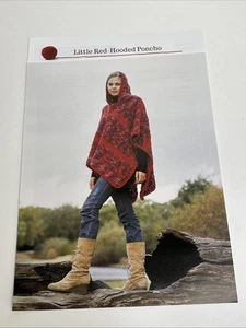 Little Red Hooded Poncho Women's Size Crochet Pattern Page From Book - Picture 1 of 4