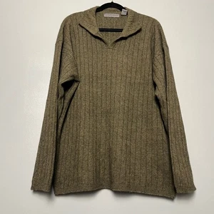 Vintage Structure Lambswool Collared Fisherman Sweater Green Men’s Size XL - Picture 1 of 10