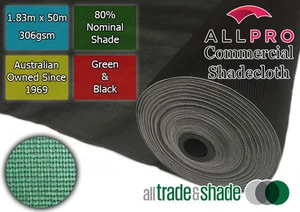 Commercial/Horticultural Shadecloth/Shade Cloth 80% 1.83M x 50M Black OR Green - Picture 1 of 9