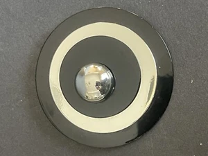 Vintage Art Deco Metal Enamel Round Brooch Pin Black Silver Retro Art To Wear - Picture 1 of 4