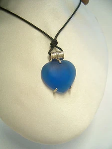 Silver Pendant 925 with Heart IN Quartz Synthetic - Pendant With Choker - Picture 1 of 3