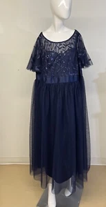 Ever Pretty Navy Blue Embroidered bridesmaid Casual Evening Dress Size 2xl-3Xl - Picture 1 of 14
