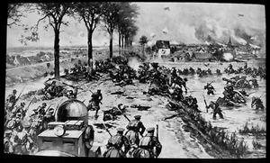 WW1 GERMAN GUNS BOGGED DOWN DURING ALLIED ATTACK Magic Lantern Slide - Picture 1 of 3