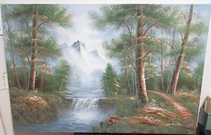 PINTURA DE PAISAJE M. SCOTT ORIGINAL ÓLEO SOBRE LIENZO NIEVE RÍO CAÍDAS RÍO - Imagen 1 de 5