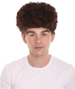 Men's Football Curly Brown Patrick Mahomes Wig With Headband, HM-1372A - Picture 1 of 9