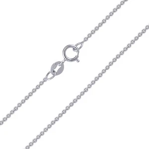 10K Solid White Gold Rolo Necklace Chain 0.9mm 16-24" - Cable Link Women Men - Picture 1 of 2