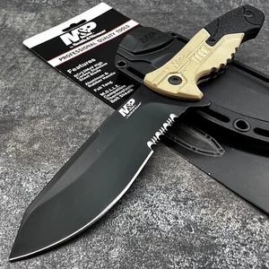 Smith & Wesson Military Police Tactical Tan Fixed Blade Knife MOLLE Sheath NEW - Picture 1 of 11