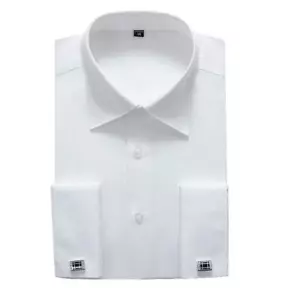 French Cuff Regular Fit Dress Shirts Cufflink Included - Picture 1 of 6