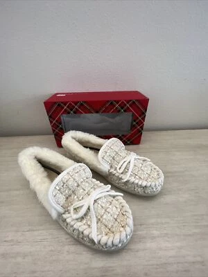 Charter Club Dorenda Mujer Talla 11M Mocasín Zapatillas Blanco Piel Boucle Zapatos Nuevos con Etiquetas Foto 1 de 4