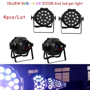 US Stock 4pcs 18x18W RGBWA UV 6in1 Zoom Led Par Lights 10-60 Degree For DJ Show - Picture 1 of 6