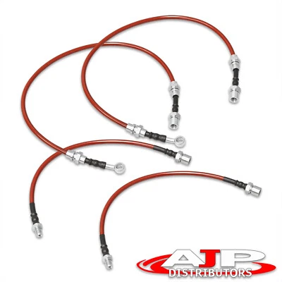Red 4PC F+R Racing Stainless Steel Brake Line Kit Set For 1986-1991 Toyota Supra Foto 1 de 4