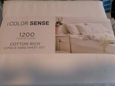 New King Size Sheet Set ** 1200 TC / White # 531 - Image 1 of 2