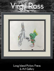 Virgil Ross foglio modello originale firmato disegno Marvin Martian and Bugs ho incorniciato - Foto 1 di 7