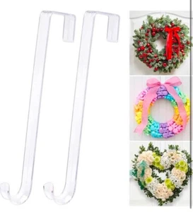 12" Clear Wreath-Hanger Non Scratch Over The Door Hooks 4pcs - Picture 1 of 4