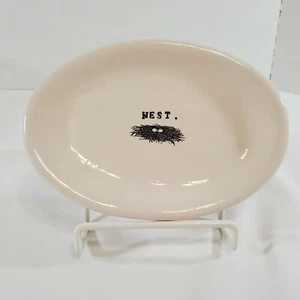 Vtg Rae Dunn Nest 8" Oval Plate Platter Magenta Studios M Mark Script Logo - Picture 1 of 12