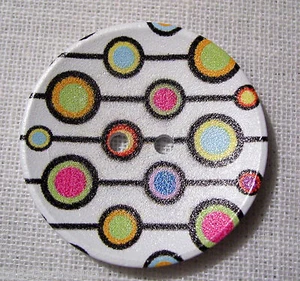 40/109 - BOUTON BOIS VERNIS DESIGN rond ** 40 mm 4 cm ** Lot au choix X1 X2 X3 - Foto 1 di 1