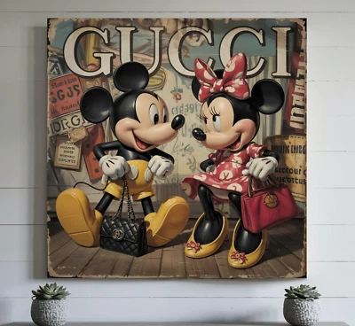 LEINWAND BILD BIS 140x140x5 MICKY & MINI-MAUS VINTAGE RETRO WANDBILD LUXUS MODE - Bild 1 von 2