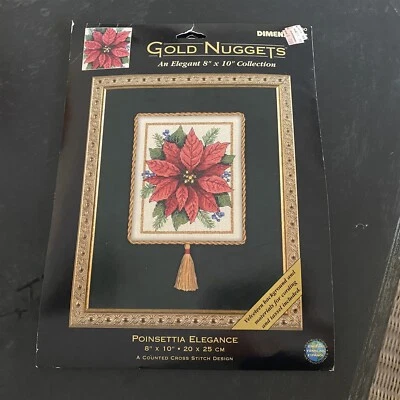 Dimensiones Pepitas de Oro Poinsettia Elegancia Contado Punto de Cruz 8680 Foto 1 de 4
