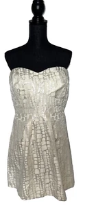 American Eagle Jacquard Strapless A-Line Dress Beige Metallic Womens Size 14 - Picture 1 of 16