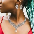 Trendy Bridal Jewelry Set Women Accessories Rhinestone Necklace Earrings for