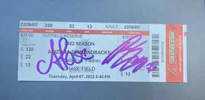 Jose Azocar Robert Suarez Signed Mlb Debut Ticket Stub Auto Dbacks Padres 4/7/22 - Picture 1 of 1