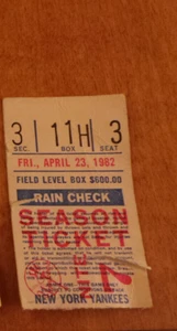 New York Yankees Season Ticket Ticket Stub April 23 1982 Good - Picture 1 of 2