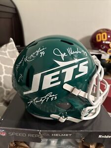 Sack Exchange Signed Auto New York Jets Full Size FS Helmet JSA Witness COA Insc