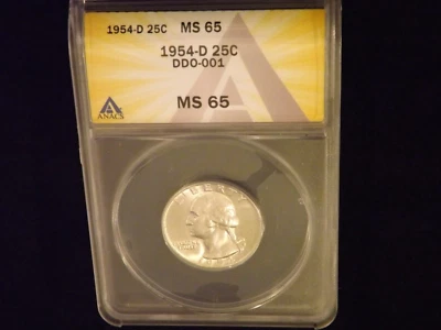 1954-D      Quarter       DDO                    ANACS   MS 65 - Image 1 of 2