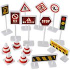  10 Sets Roadblock Sign Plastic Micro Scene Pretend Play Street