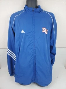 adidas Kansas Jayhawks Jacket Full Zip Windbreaker Blue Vintage Men's Size XL - Picture 1 of 11