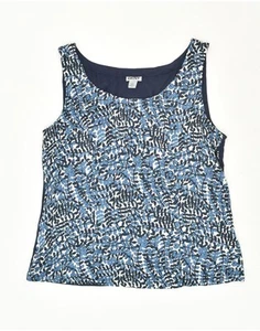 DKNY Womens Sleeveless Blouse Top UK 16 Large Navy Blue Floral Polyester AP31 - Picture 1 of 3