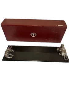 Arthur Court Aluminum Leopard Handles Granite Tray Charcuterie Board 19 Inches - Picture 1 of 8