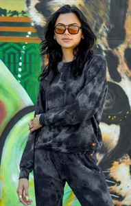 SET Felpa girocollo Aviator Nation tie dye e pantaloni bulloni nero antracite XL  - Foto 1 di 8