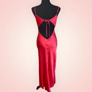 Vtg Y2K Victoria's Secret Sz S Womens Red 100% Silk Coquette Slip Maxi Dress - Picture 1 of 6