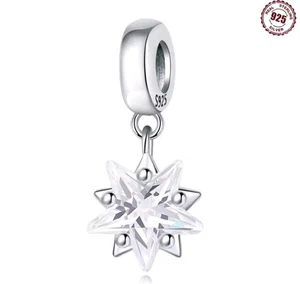 Sterling Silver White Austrian Star Crystal Charm + FREE BRACELET UK - Picture 1 of 7