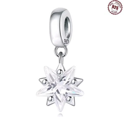 Sterling Silver White Austrian Star Crystal Charm + FREE BRACELET UK - Image 1 of 4