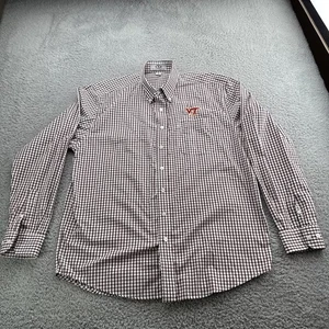 Virginia Tech Hokies Hemd Herren Large weinrot Knopfleiste elegant kariert Tasche - Bild 1 von 9