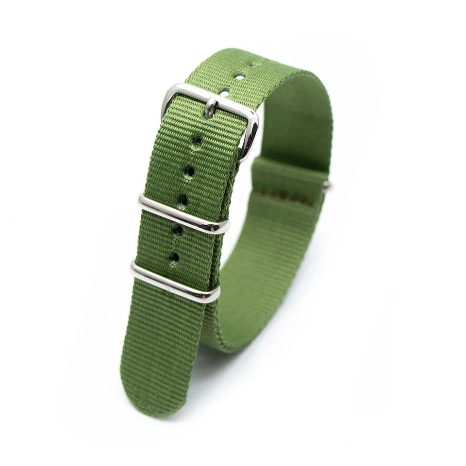 Fashion Watchband Stripe Replacement Men Women Nylon Watch Band With Silver Pin - Image 1 of 1