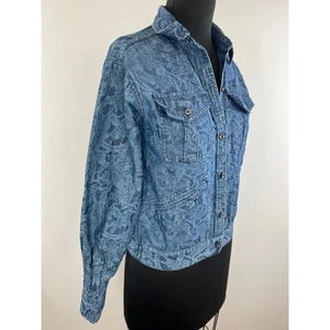 Isabel Marant Etoile Blue Cotton Linen Blend Brocade Denim Jacket Size 36 - Picture 1 of 10