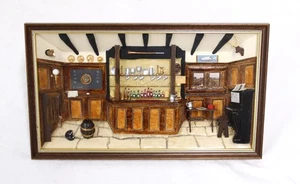 Vintage 3D Shadow Box British Country Pub handbemalt Dekor Bar Mann Höhle Lounge - Bild 1 von 3