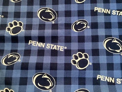 Penn State Nittany Lions Cotton Fabric with Buffalo Plaid Print 1 1/2 yard - Image 1 of 3