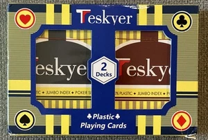 2 barajas selladas de cartas Teskyer, índice Jumbo tamaño póker plástico marrón/gris - Imagen 1 de 3