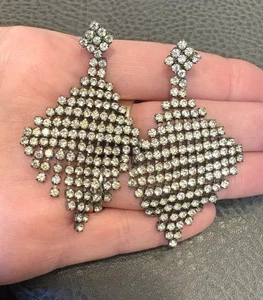 RIESIGE Vintage Strass Kristall Mesh Chandelier lange Ohrhänger Ohrhänger - Bild 1 von 6