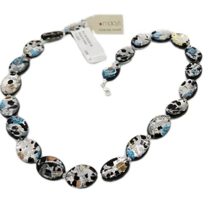 Collar de cuentas de lámina de arte ovalada de plata de ley 925 declaración de Macy's Foto 1 de 4