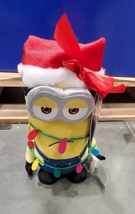 Christmas Minion Plush – Holiday Edition with Santa Hat & Lights, Funny Grumpy E - Picture 1 of 6