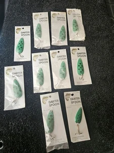 (10 Packs Included)Sengsung Fishing Darter Spoons Various Sizes Grn W/Black Dots - Picture 1 of 9