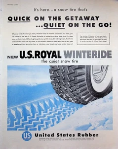 1957 U.S. Royal Winteride Snow Tire Print Ad – United States Rubber Classic - Picture 1 of 1