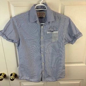 Herren Scotch & Soda Nadelstreifen Knopfleiste Kurzarm Hemd Blau Weiß - Bild 1 von 5
