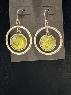 Lia Sophia "Bloommates" Mother of Pearl Center Stone Silver Tone Drop Earrings - Image 1 of 4